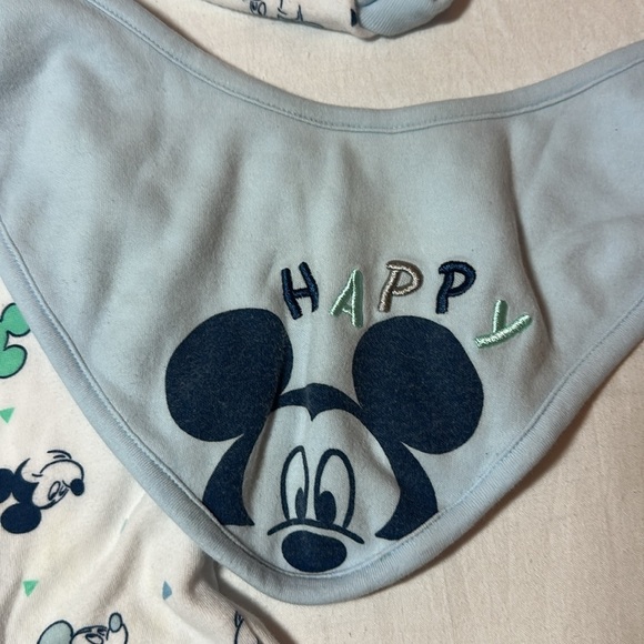 Disney Baby - 3 piece Blue and White Footie Set with Hat - Picture 2 of 5